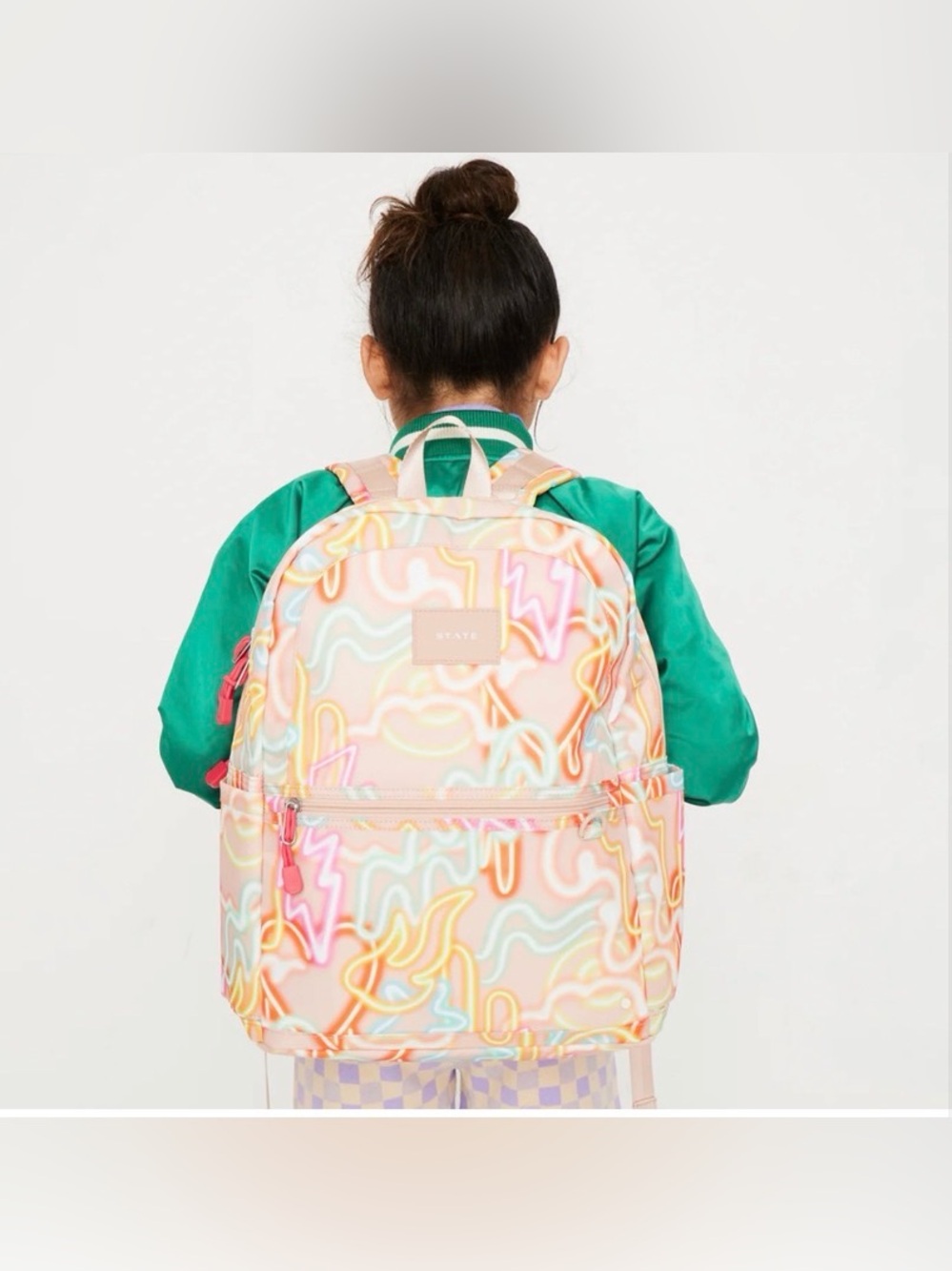 State Bags Kane Double Pocket Backpack- Nylon Oversized Neon
